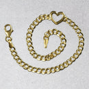 14k Yellow Gold 7 inch Curb Chain Bracelet with Heart (3.40 mm) | - Forever in Harmony