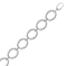 Sterling Silver Rhodium Finished Diamond Accented Cable Oval Bracelet (12.70 mm) | - Forever in Harmony