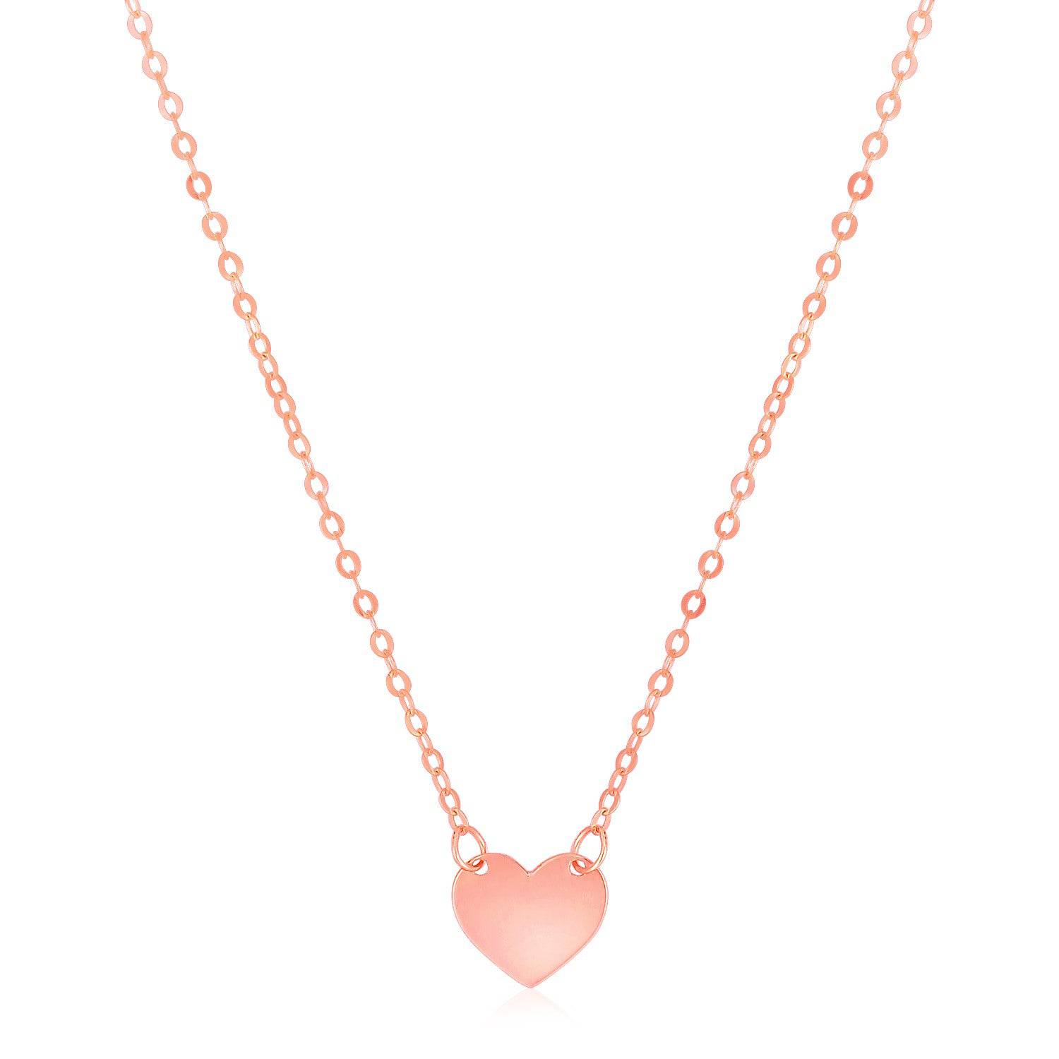 14k Rose Gold Polished Mini Heart Necklace |