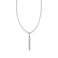 14k White Gold Bar Pendant with Diamonds | - Forever in Harmony