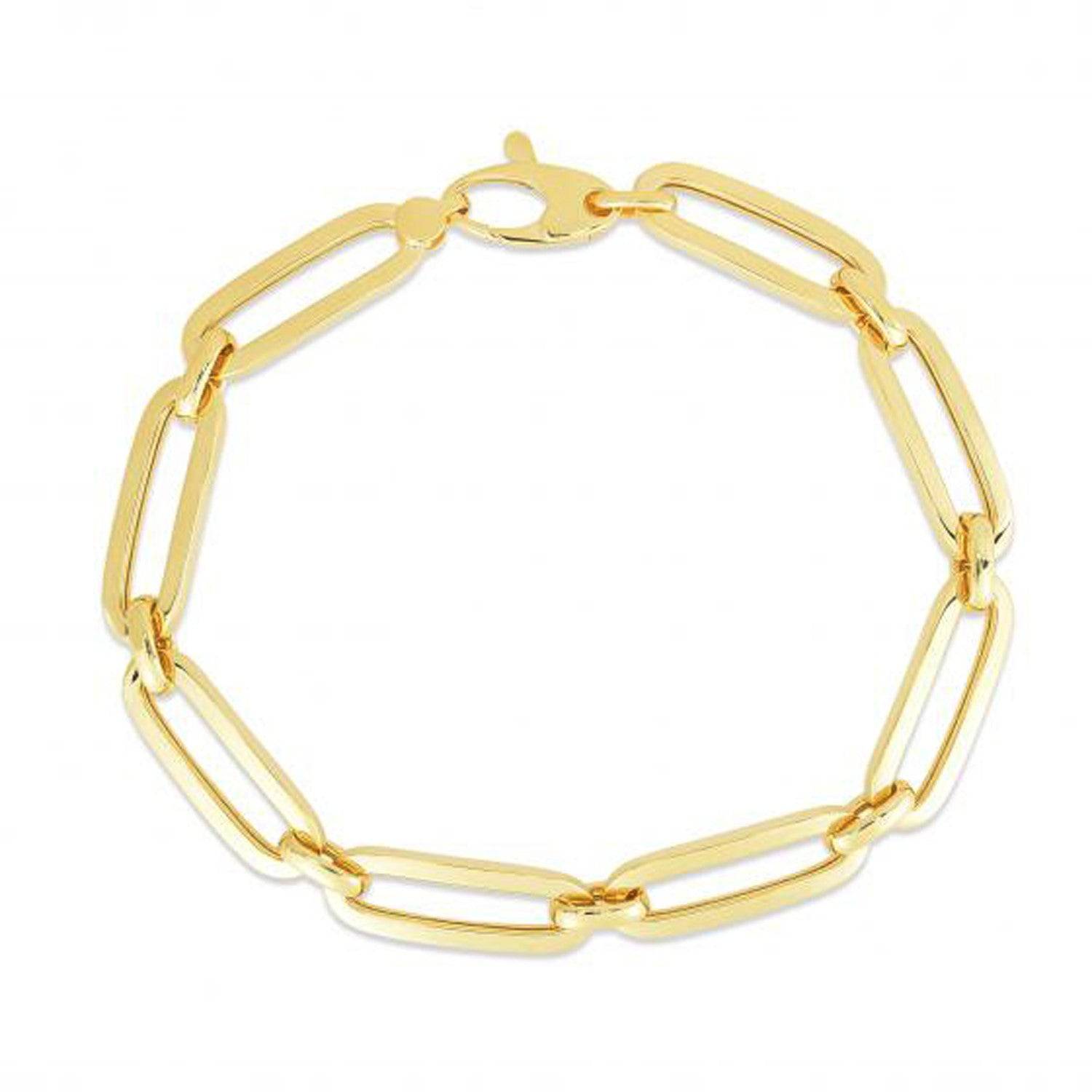 14k Yellow Gold 7 1/2 inch Bombay Paperclip Chain Bracelet (7.00 mm) |