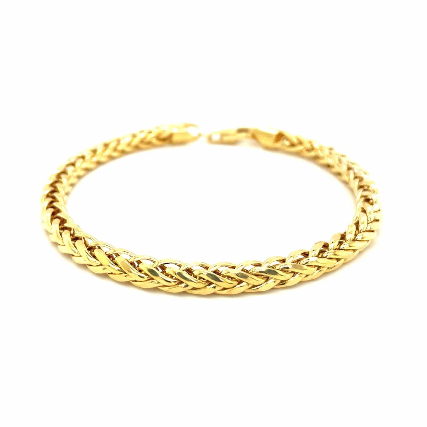 14k Yellow Gold Diamond Cut Round Franco Bracelet (5.30 mm) |