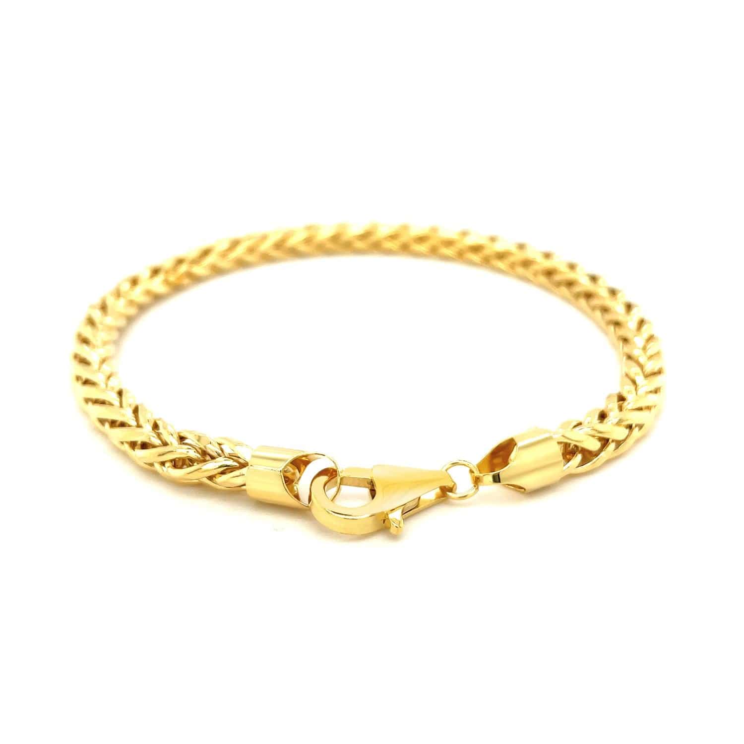 14k Yellow Gold Diamond Cut Round Franco Bracelet (5.30 mm) | - Forever in Harmony