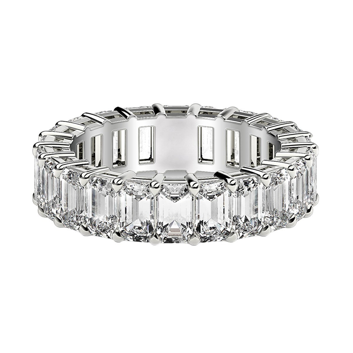 Emerald Cut Lab Grown Diamond Eternity Ring in 14k White Gold (4 cttw FG/VS2)