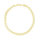 14k Yellow Gold High Polish Textured Puffed Oval Link Bracelet  (3.80 mm) | - Forever in Harmony