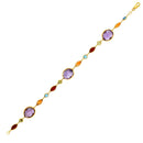 14k Yellow Gold Bracelet with Multi-Colored Stones (1.00 mm) | 7.5''