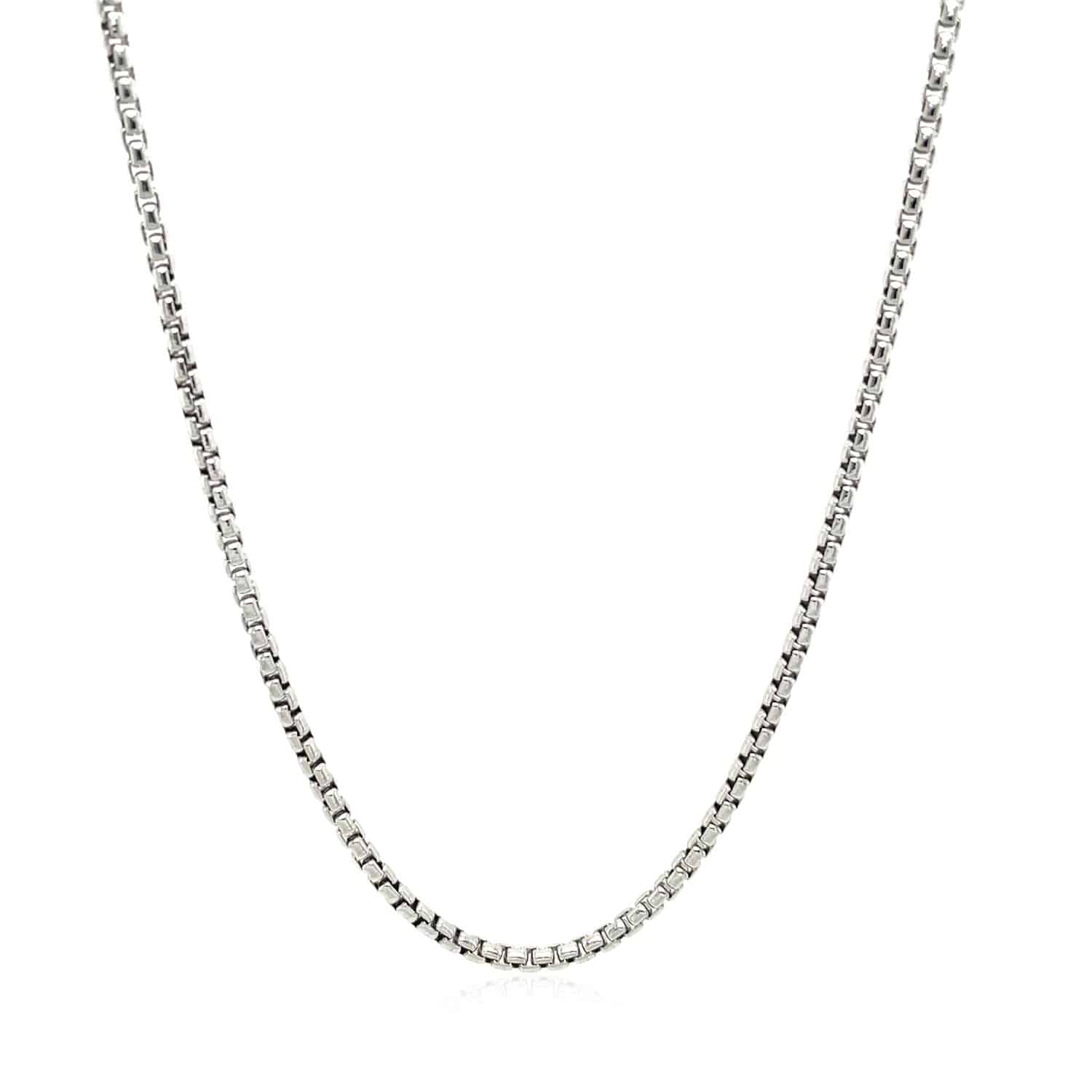 Sterling Silver Rhodium Plated Round Box Chain (1.80 mm)