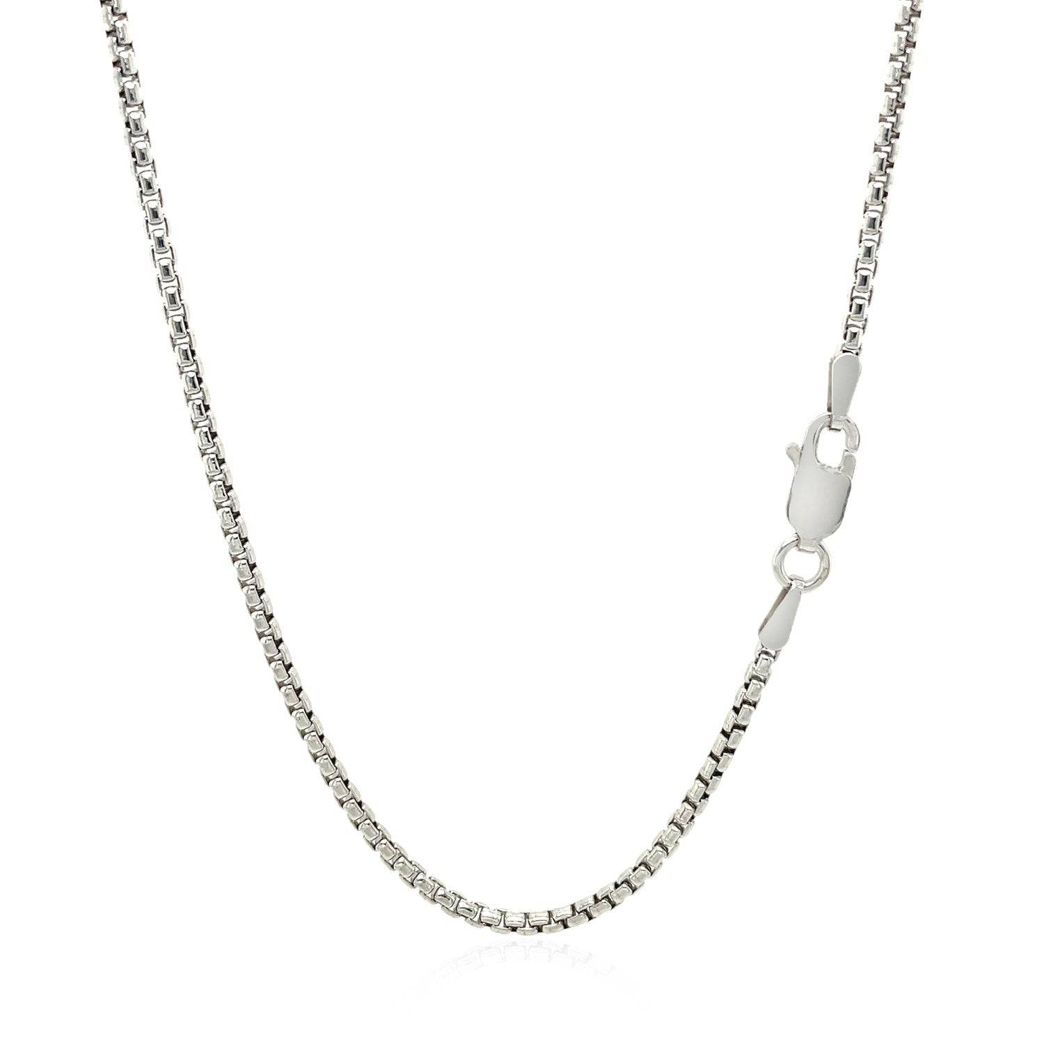 Sterling Silver Rhodium Plated Round Box Chain (1.80 mm)