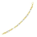 14k Two-Tone Gold Long and Short Style Oval Link Bracelet (7.50 mm) | - Forever in Harmony