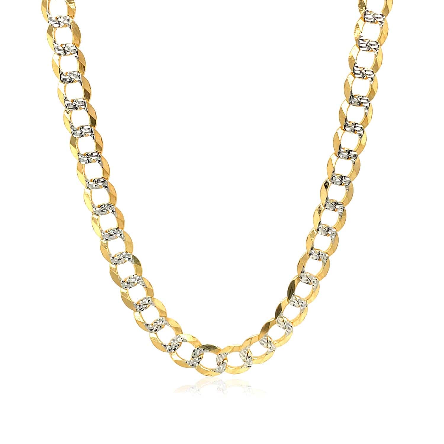 14k Two Tone Gold Pave Curb Chain (5.70 mm) |