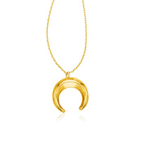 14k Yellow Gold 17 inch Necklace with Domed Moon Motif Pendant | - Forever in Harmony