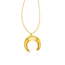 14k Yellow Gold 17 inch Necklace with Domed Moon Motif Pendant | 17''