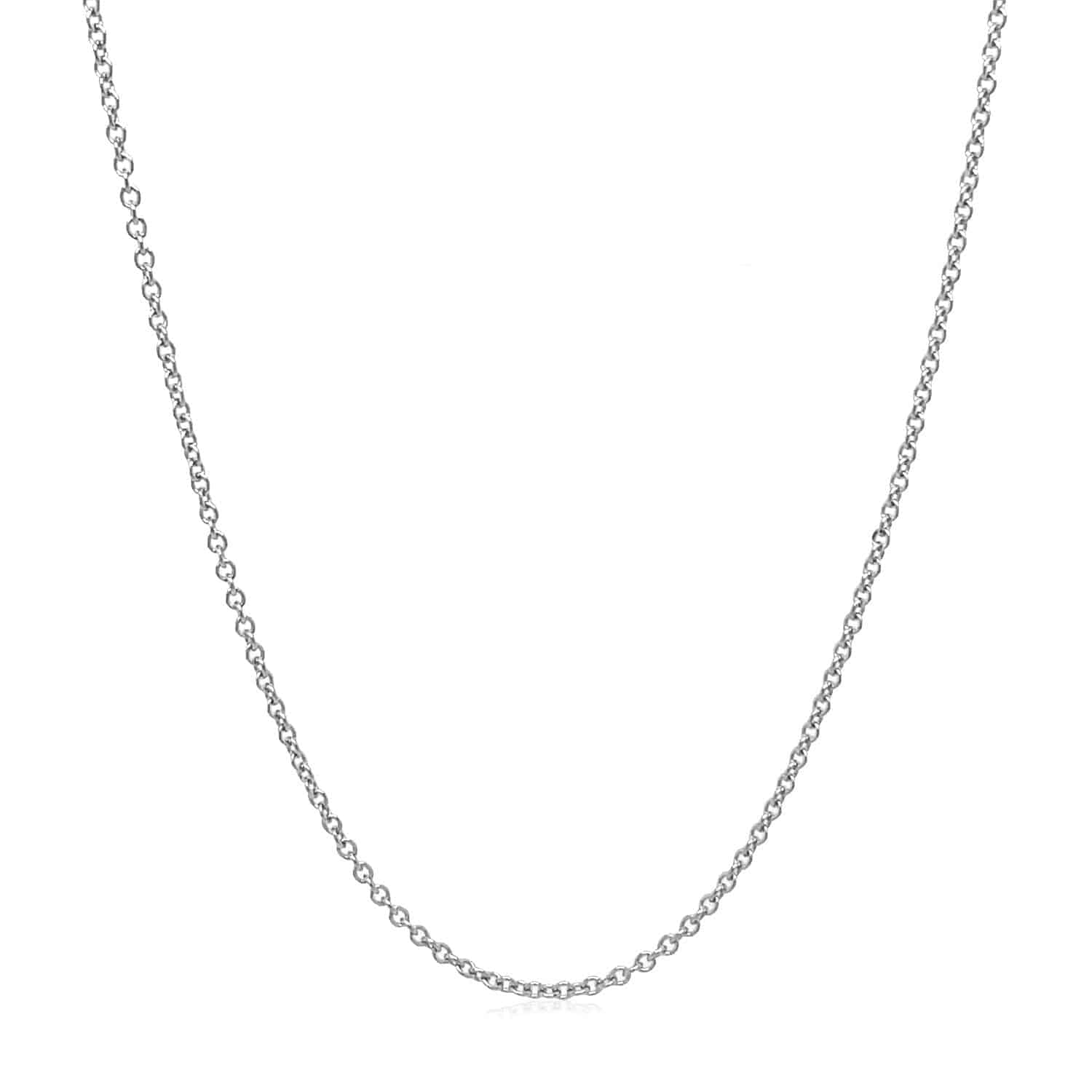 14k White Gold Round Cable Link Chain (1.30 mm)