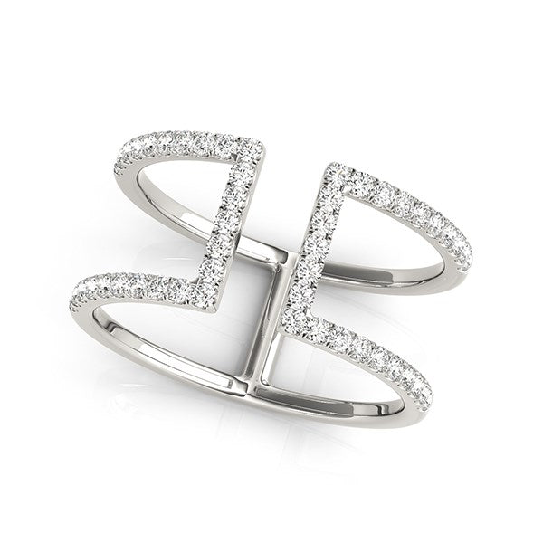 14k White Gold Modern Dual Band Style Diamond Ring (1/2 cttw)