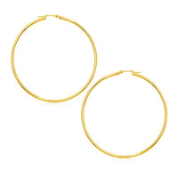 14k Yellow Gold Polished Large Round Hoop Earrings(2x60mm)