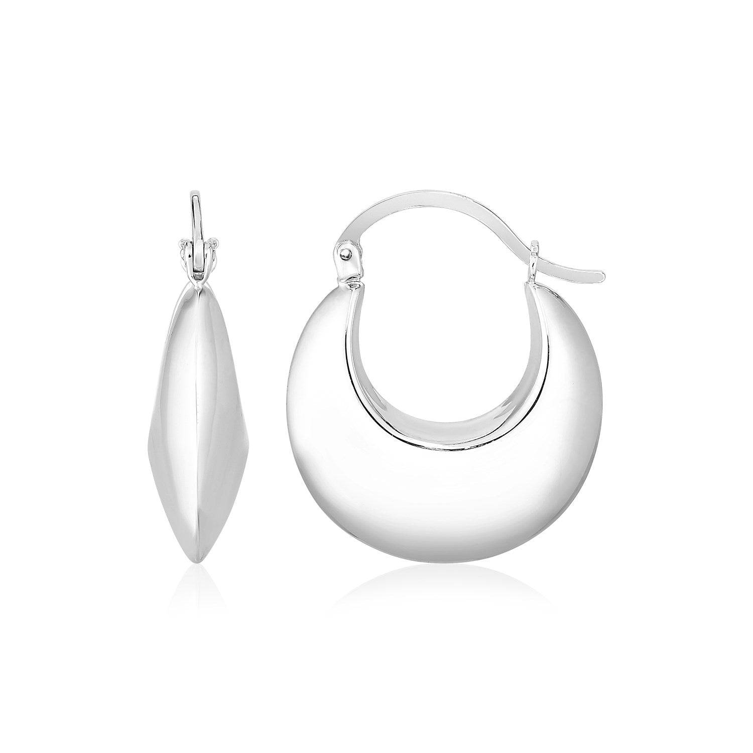 Sterling Silver Polished Puffed Hoop Earrings