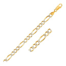 14K Yellow Gold Solid Pave Figaro Chain (7.00 mm) | - Forever in Harmony