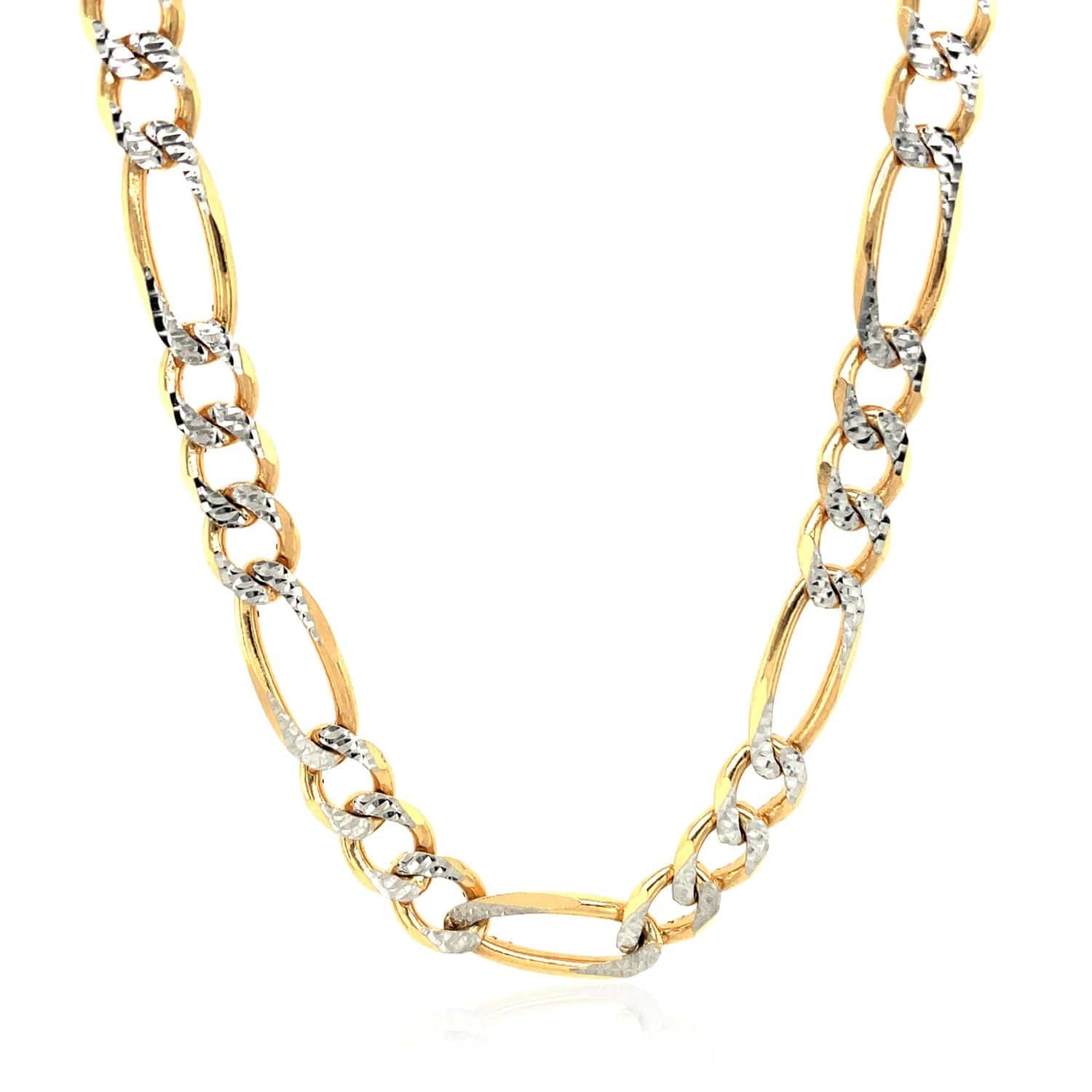 14K Yellow Gold Solid Pave Figaro Chain (7.00 mm) |