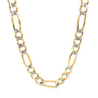 14K Yellow Gold Solid Pave Figaro Chain (7.00 mm) | - Forever in Harmony