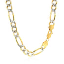 14K Yellow Gold Solid Pave Figaro Chain (7.00 mm) | - Forever in Harmony