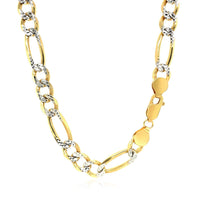 14K Yellow Gold Solid Pave Figaro Chain (7.00 mm) | 24''