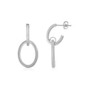 14K White Gold Interlocking Drop Hoop Earrings