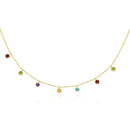 14k Yellow Gold Cable Chain Necklace with Round Multi-Tone Charms | - Forever in Harmony