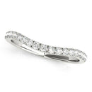 14k White Gold Pave Set Round Diamond Curved Wedding Band (1/4 cttw) - Forever in Harmony