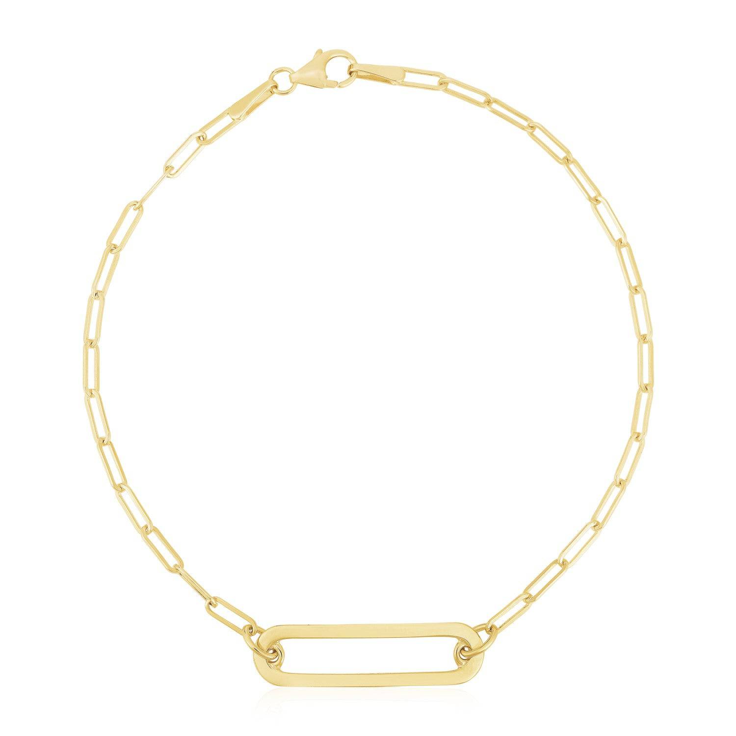 14k Yellow Gold High Polish Open Straight Paperclip Bracelet (2.10 mm) |