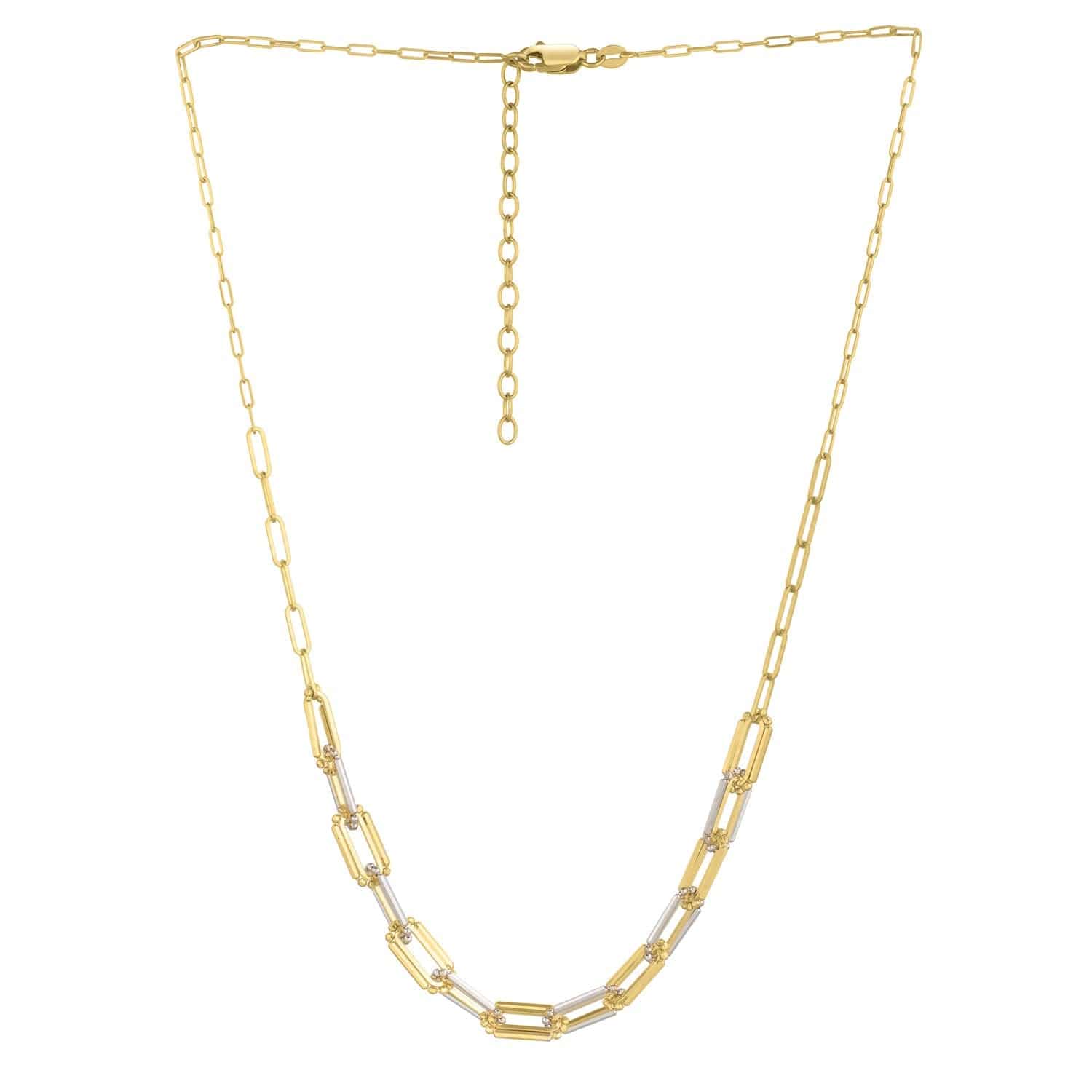 14K Two Tone Gold Pallina Paperclip Necklace