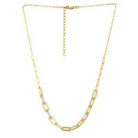 14K Two Tone Gold Pallina Paperclip Necklace