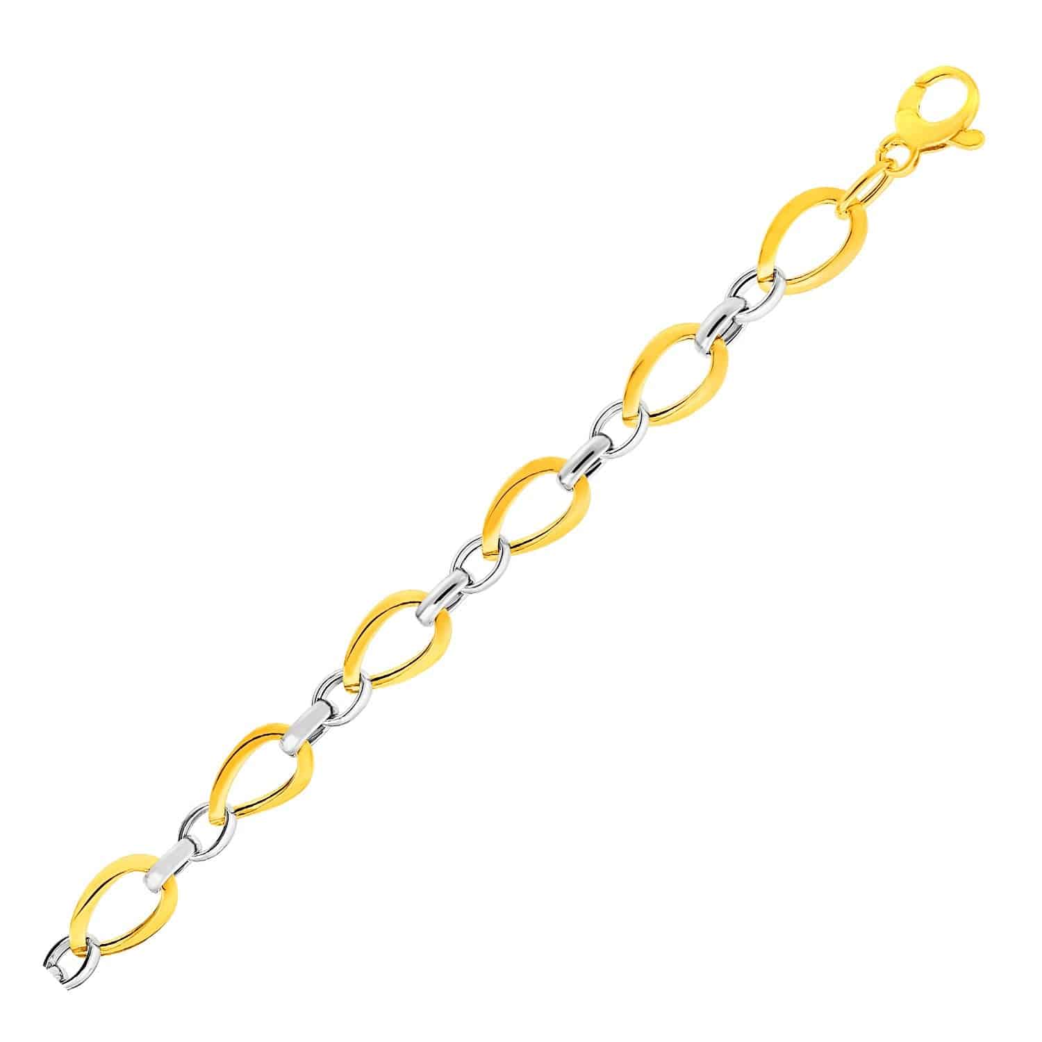 Twisted Oval Chain Bracelet in 14k Two Tone Gold (7.40 mm) |