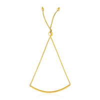 14k Yellow Gold Smooth Curved Bar Lariat Design Bracelet (0.80 mm) | 9.25''