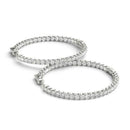 14k White Gold Diamond Hoop Earrings with Shared Prong Setting (2 cttw) - Forever in Harmony