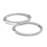 14k White Gold Diamond Hoop Earrings with Shared Prong Setting (2 cttw) - Forever in Harmony