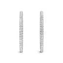 14k White Gold Diamond Hoop Earrings with Shared Prong Setting (2 cttw) - Forever in Harmony