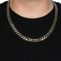 10 mm 14k Two Tone Gold Pave Curb Chain (9.70 mm)