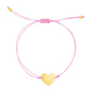 9 1/4 inch Pink Cord Adjustable Bracelet with 14k yellow Gold Heart | - Forever in Harmony