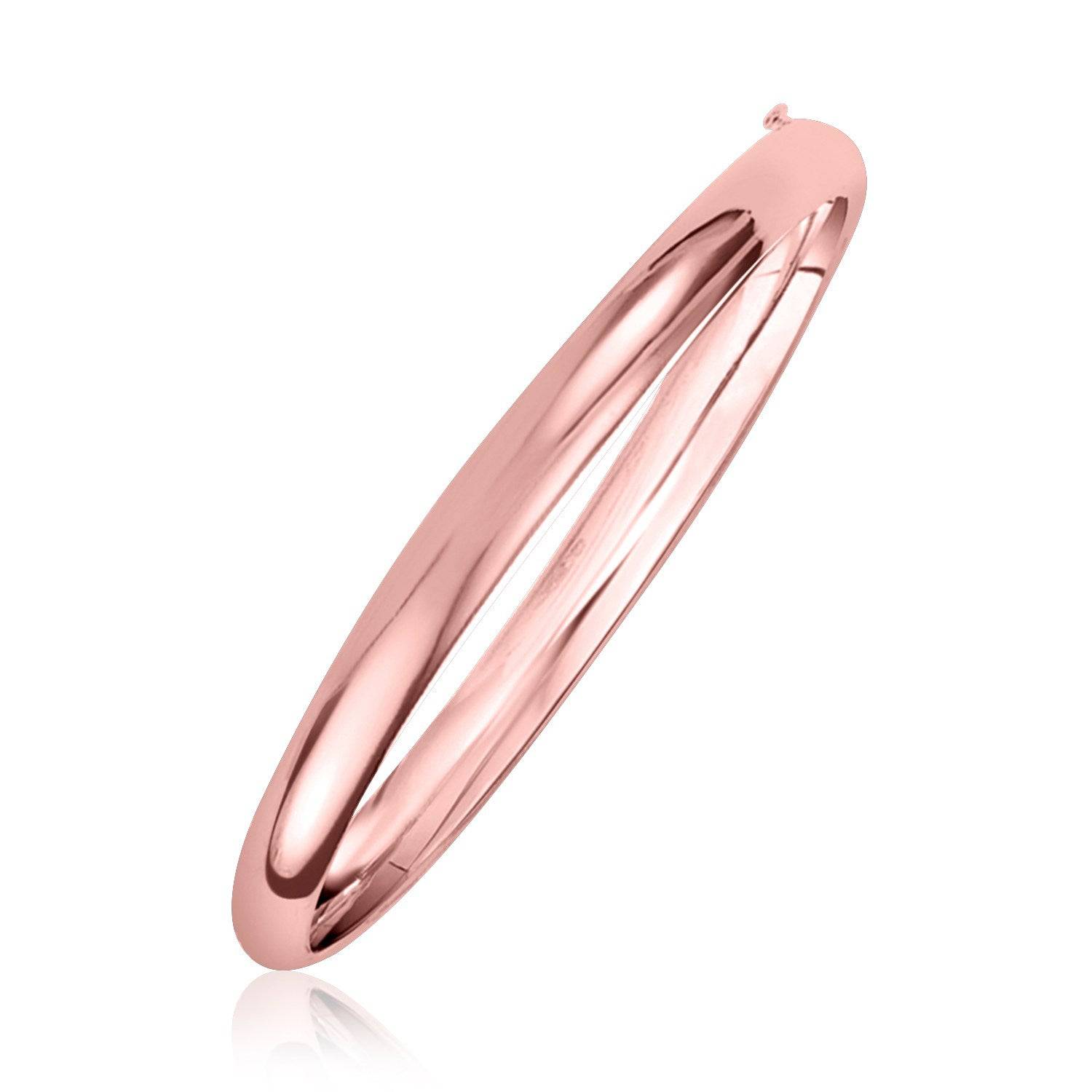 14k Rose Gold Fancy Shiny Dome Bangle (5.00 mm) |