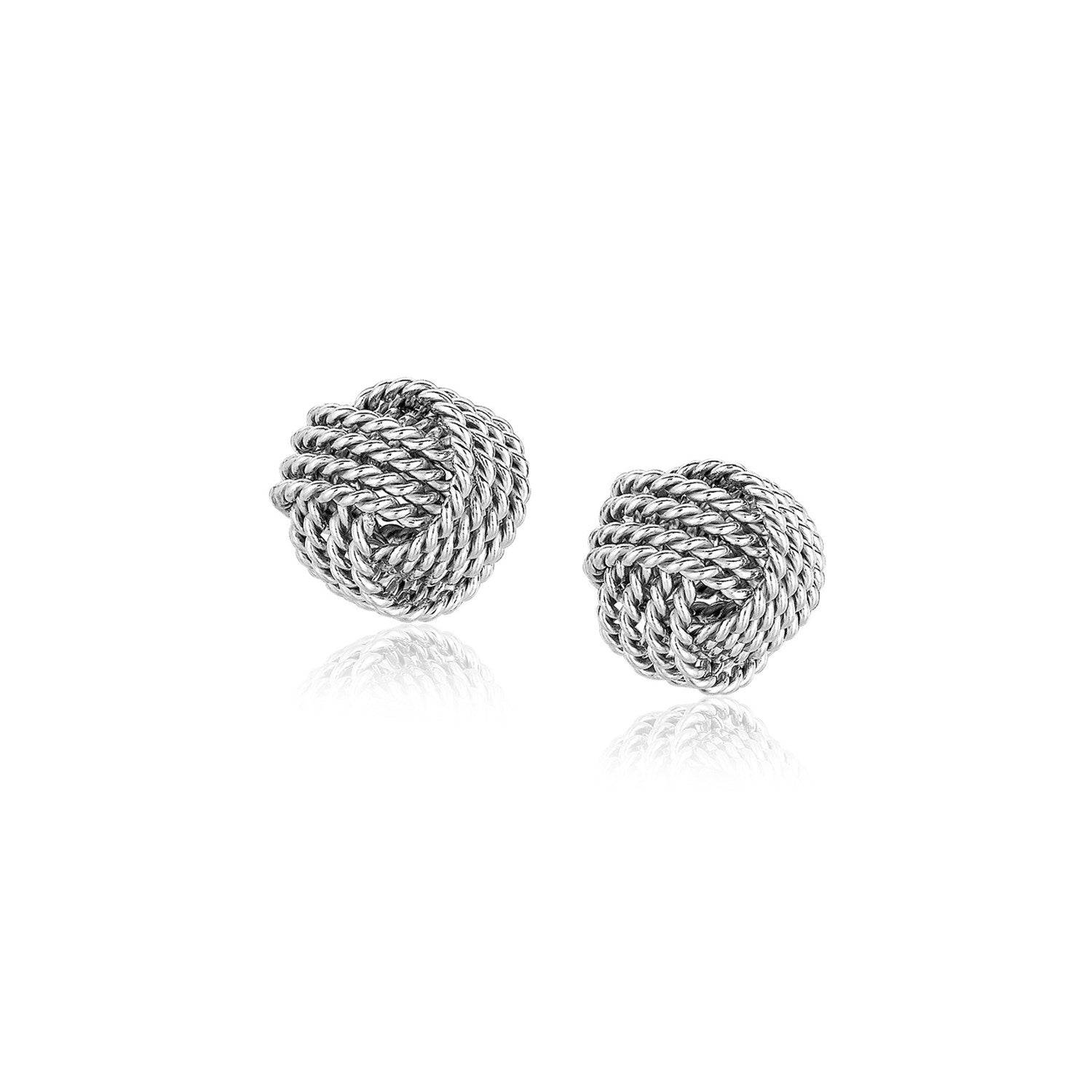 Sterling Silver Textured Love Knot Stud Style Earrings(9mm)