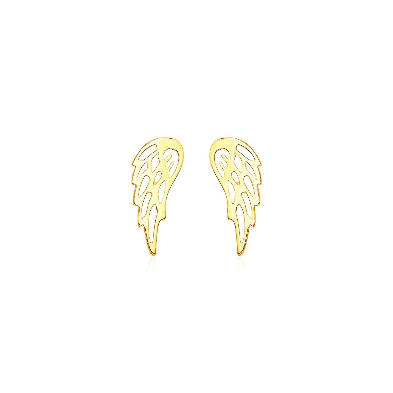 14k Yellow Gold Polished Wing Post Earrings