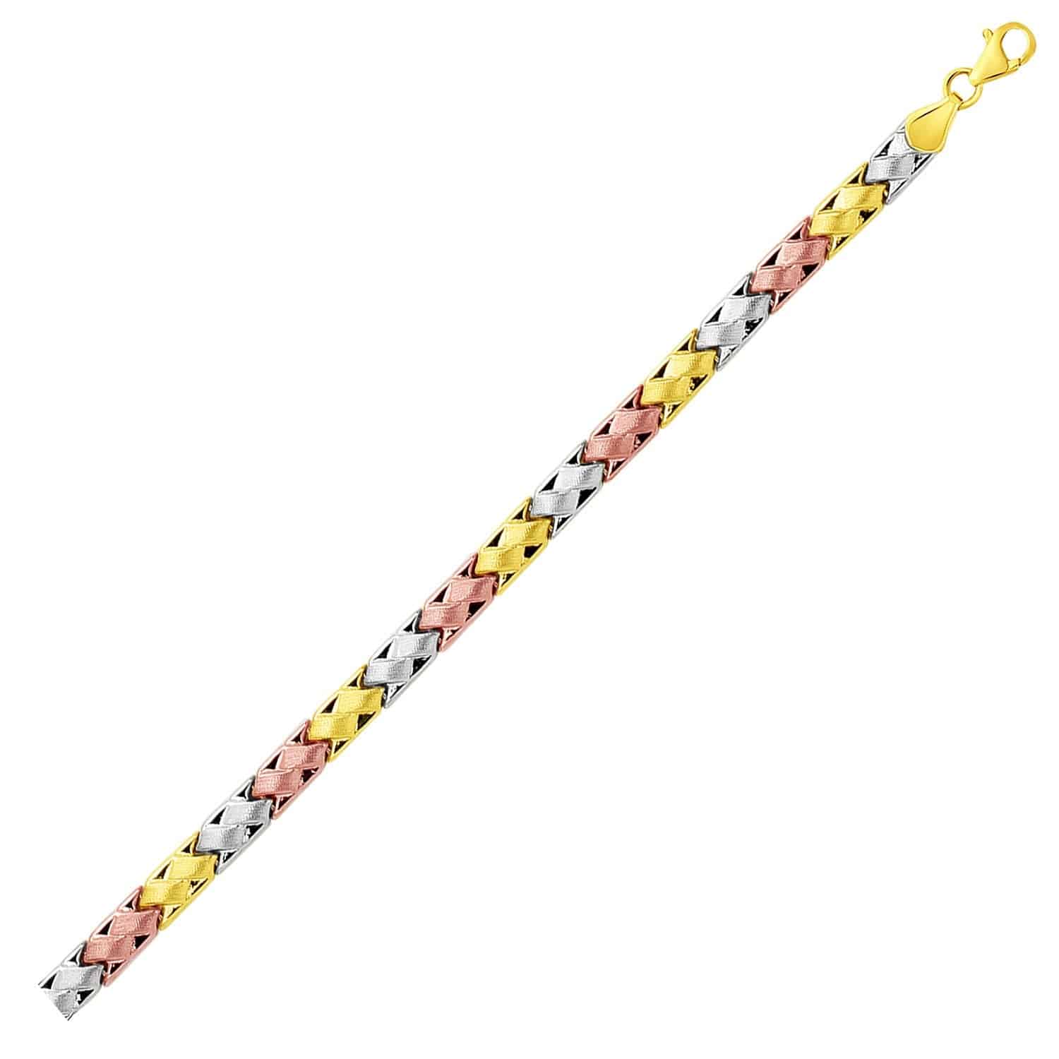 14k Tri-Color Gold Weave Design Bracelet (6.35 mm) |