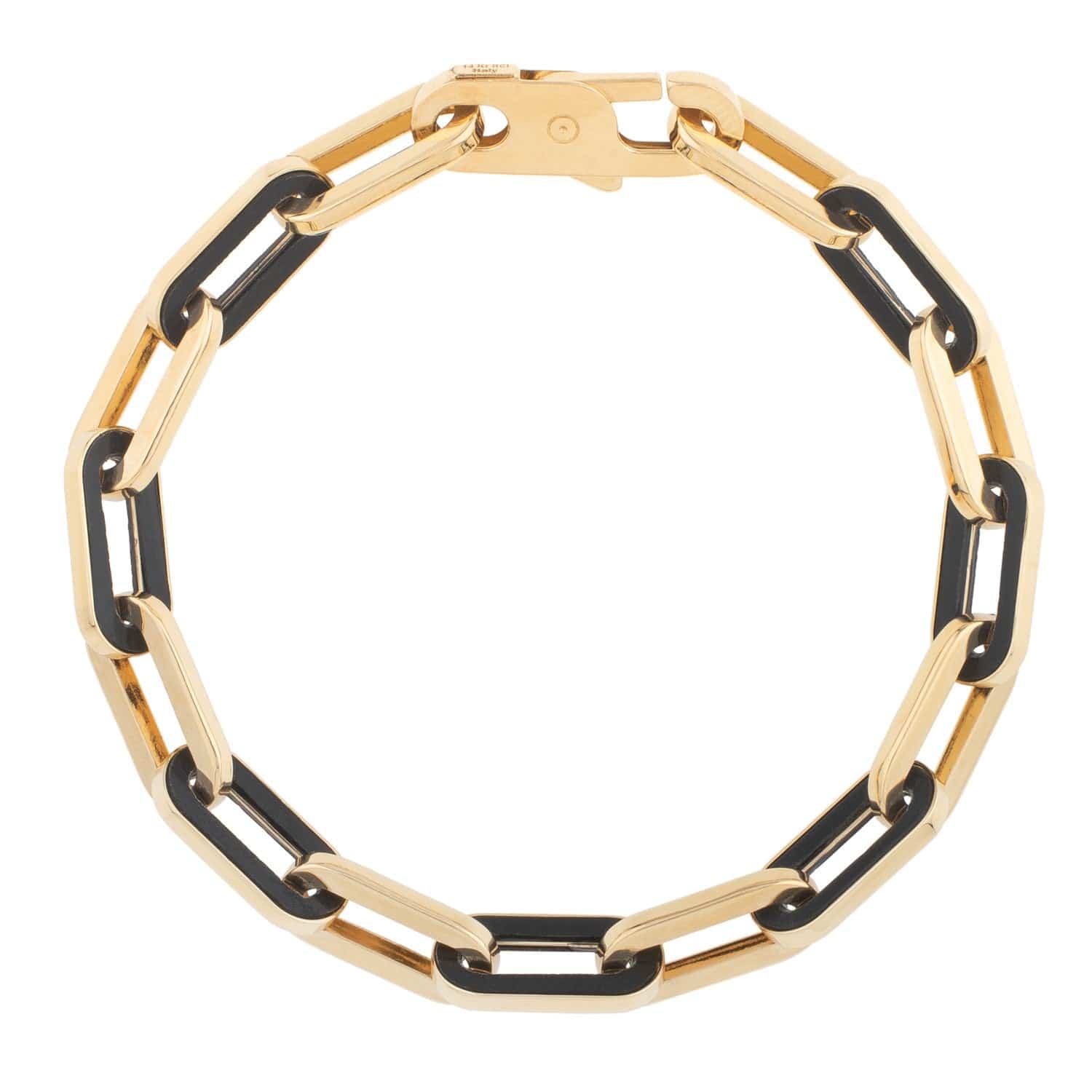 14k Yellow Gold Black Onyx Paperclip Gem Link Bracelet (7.00 mm) |