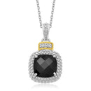 18k Yellow Gold & Sterling Silver Popcorn Cushion Black Onyx and Diamond Pendant | - Forever in Harmony