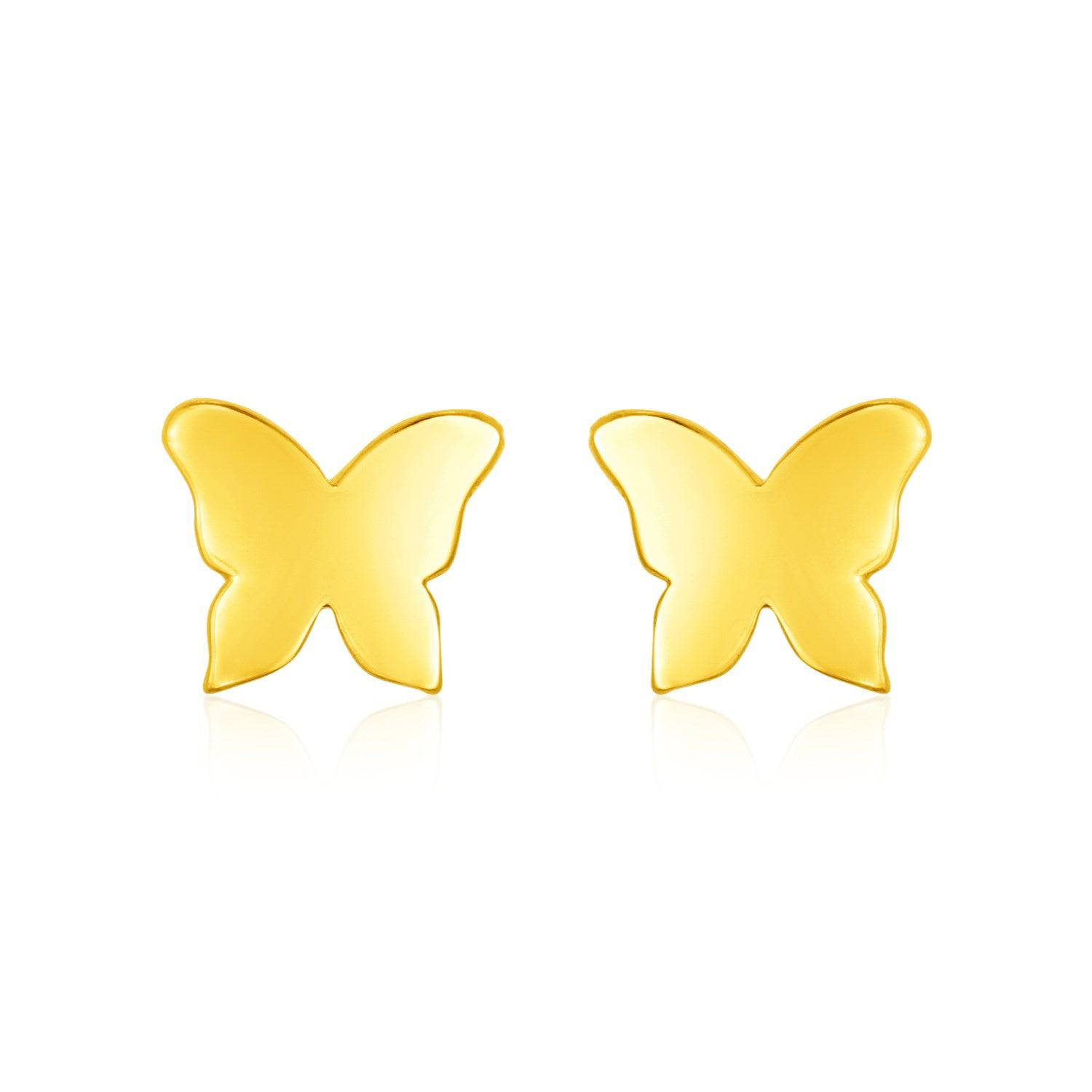 14k Yellow Gold Polished Butterfly Post Earrings