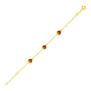 14k Yellow Gold Childrens Bracelet with Enameled Strawberries(1.00 mm) | - Forever in Harmony