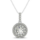 14k White Gold Diamond Halo Round Shape Pendant (1 1/4 cttw) - Forever in Harmony