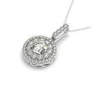 14k White Gold Diamond Halo Round Shape Pendant (1 1/4 cttw) - Forever in Harmony