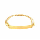 14k Two Tone Gold Mens Narrow Curb Chain ID Bracelet with White Pave (6.70 mm) | - Forever in Harmony