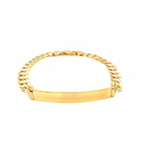 14k Two Tone Gold Mens Narrow Curb Chain ID Bracelet with White Pave (6.70 mm) | - Forever in Harmony